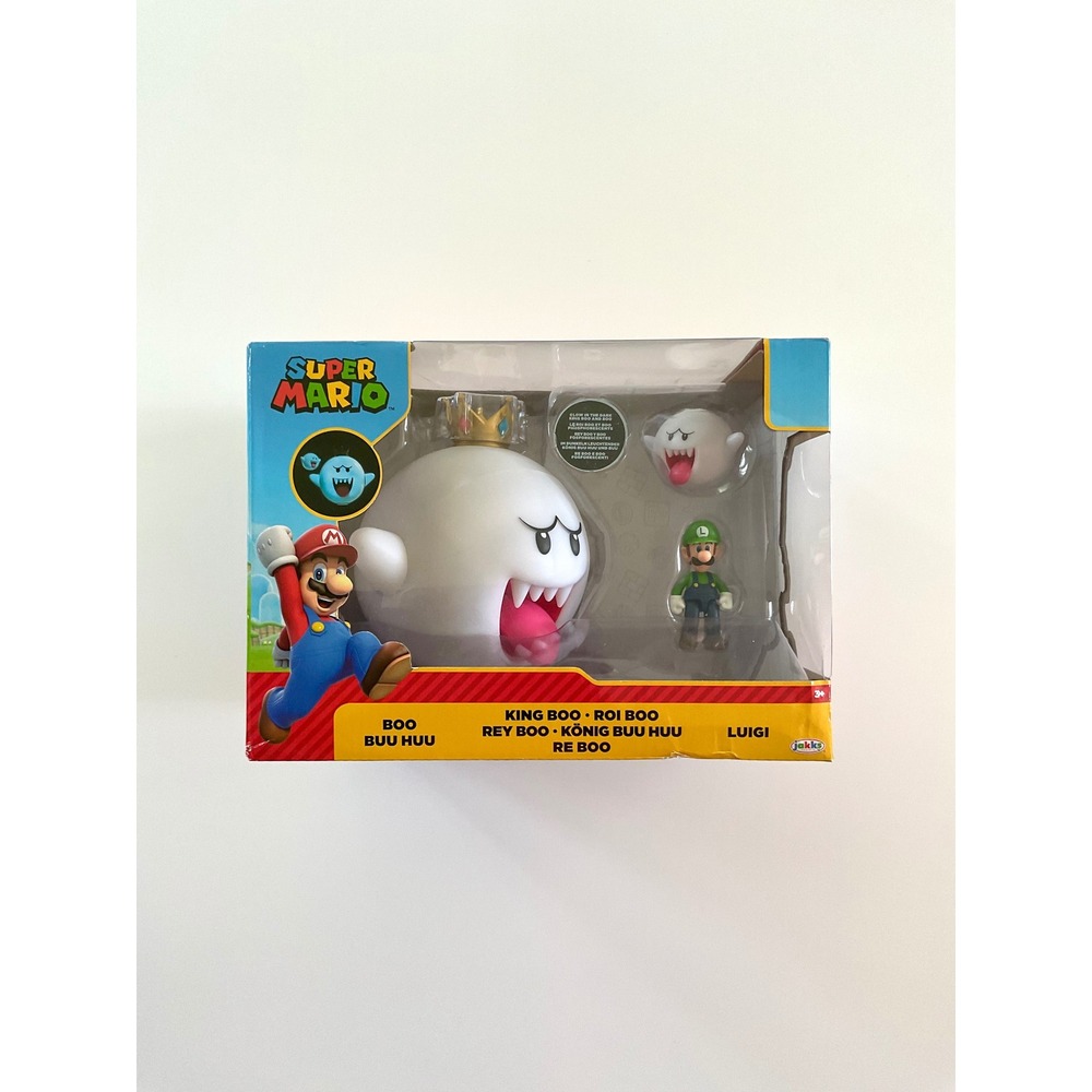 Nintendo Super Mario 3pk Figure Set King Boo, Luigi, & Boo -Glow in the Dark NEW